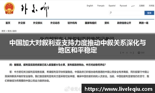 中国加大对叙利亚支持力度推动中叙关系深化与地区和平稳定