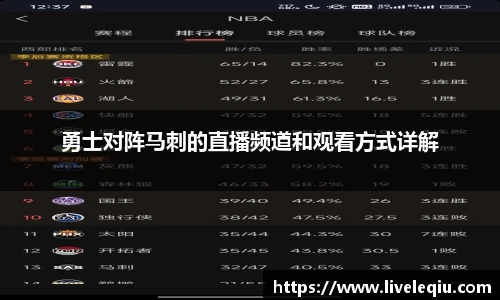 勇士对阵马刺的直播频道和观看方式详解