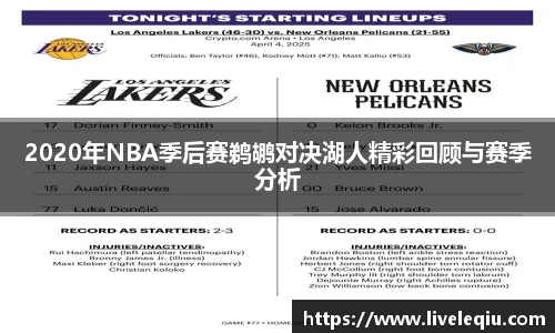 2020年NBA季后赛鹈鹕对决湖人精彩回顾与赛季分析